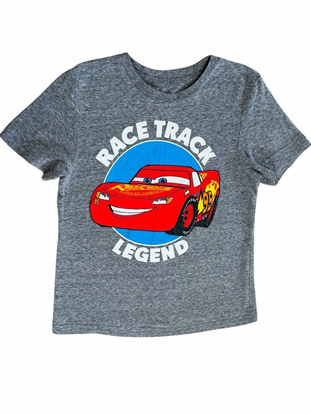 Disney Pixar Cars Boys Graphic T-Shirt Size 5 Gray Tee w/ Red Lightning McQueen
